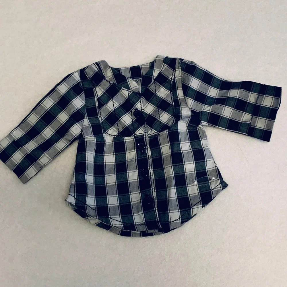American Girl Kira Doll Adopt Dont Shop Plaid‎ Shirt Black White Checkered Top